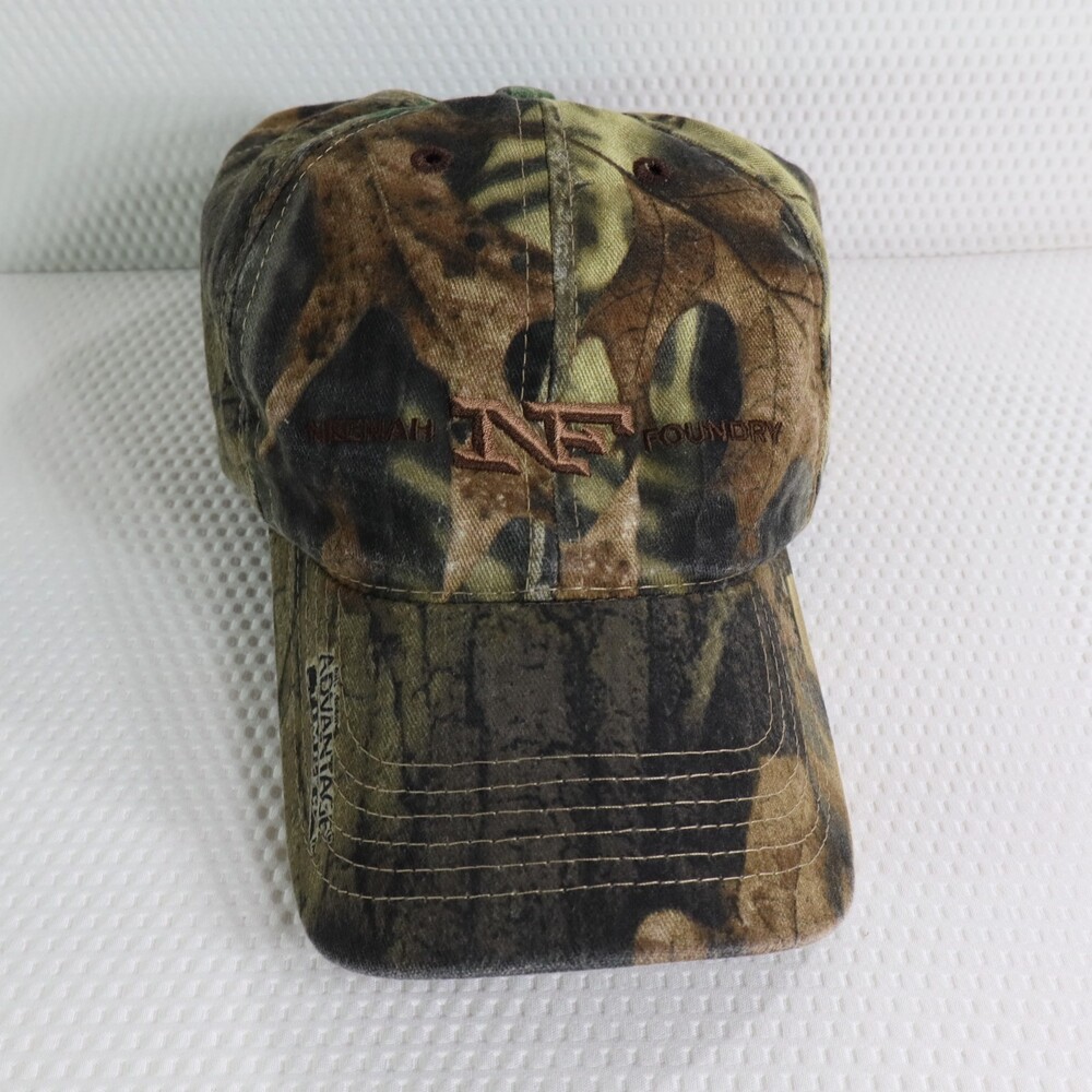 Vintage Neenah Foundry Camo Hat Advantage Timber USA Made Strapback Cap Workwear
